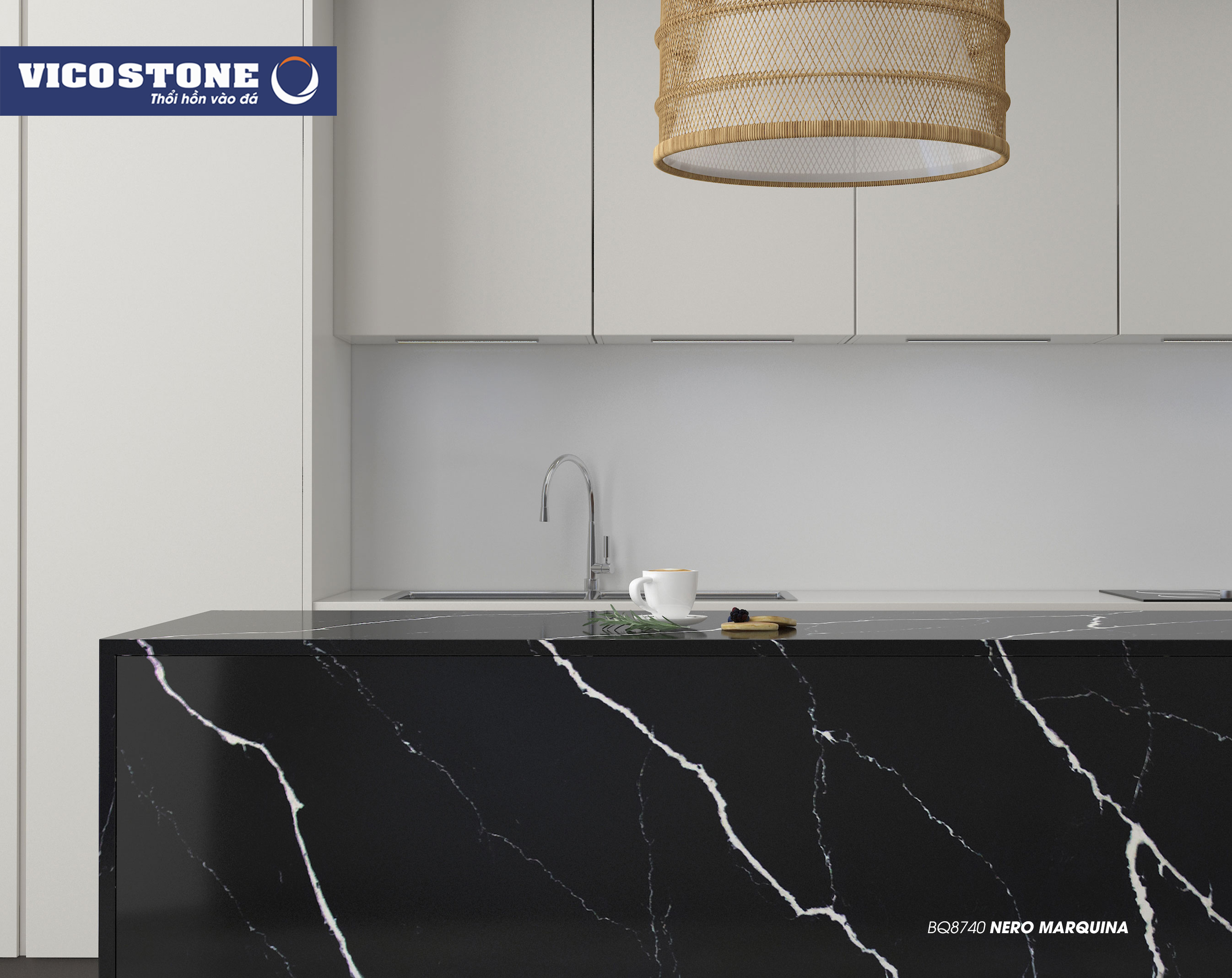 ĐÁ THẠCH ANH CAO CẤP NERO MARQUINA BQ8740 