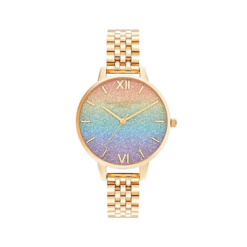 ĐỒNG HỒ OLIVIA BURTON RAINBOW GLITTER DIAL & GOLD BRACELET