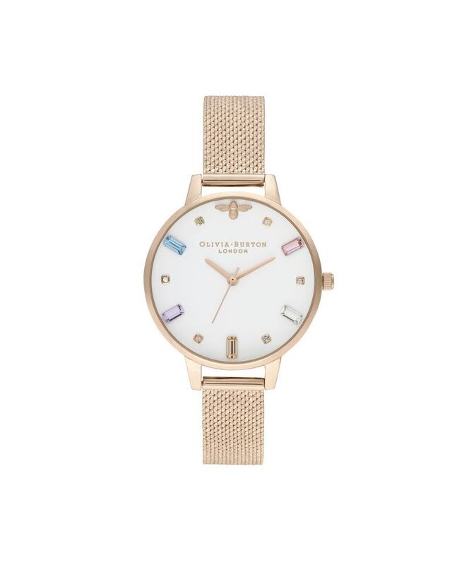 ĐỒNG HỒ OLIVIA BURTON RAINBOW BEE PALE ROSE GOLD BOUCLÉ MESH