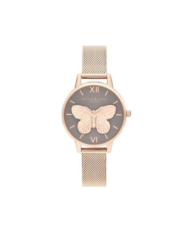 3D Butterfly Grey Dial & Rose Gold Mesh 30mm
