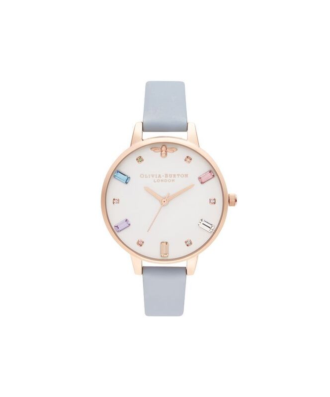 ĐỒNG HỒ OLIVIA BURTON RAINBOW BEE DEMI CHALK BLUE & ROSE GOLD