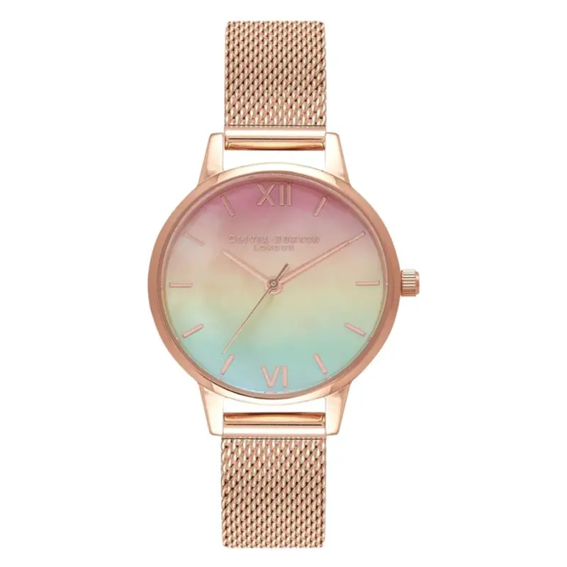 Midi Rainbow Pearl Dial Rose Gold