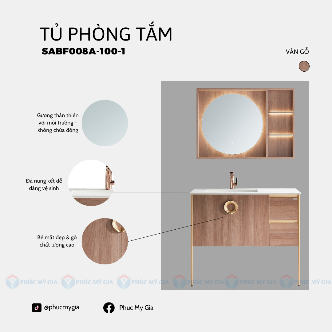 TỦ PHÒNG TẮM HIỆN ĐẠI SABF008A-100-1