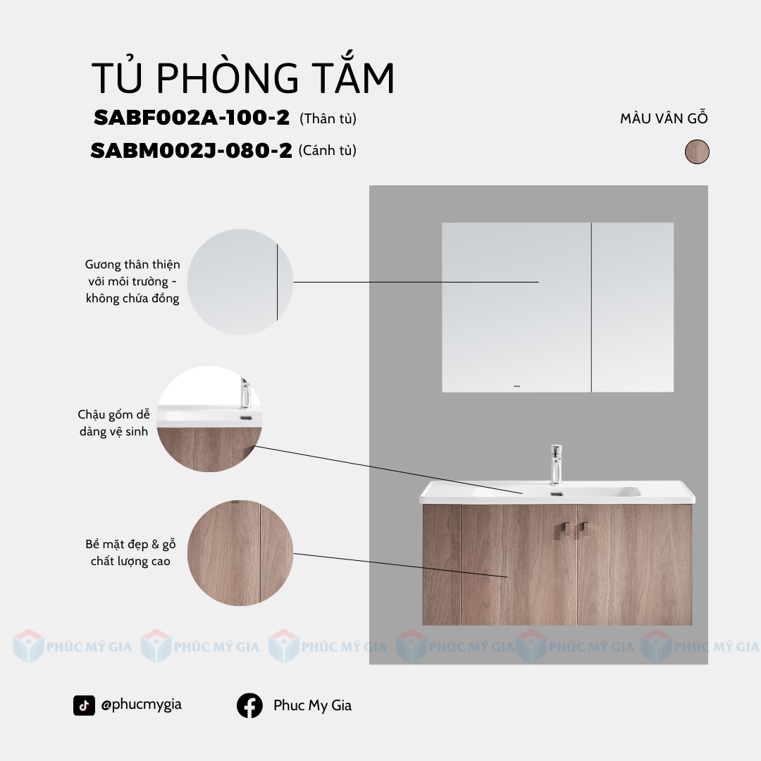 TỦ PHÒNG TẮM HIỆN ĐẠI SABM002P-100-2