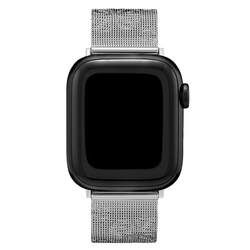 Strap for Apple Watch Silver With Floral Debossed Detail Mesh Strap