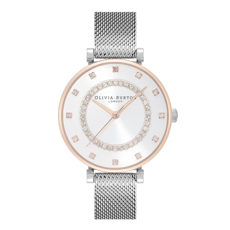 32mm Tbar White & Two Tone Mesh Watch 