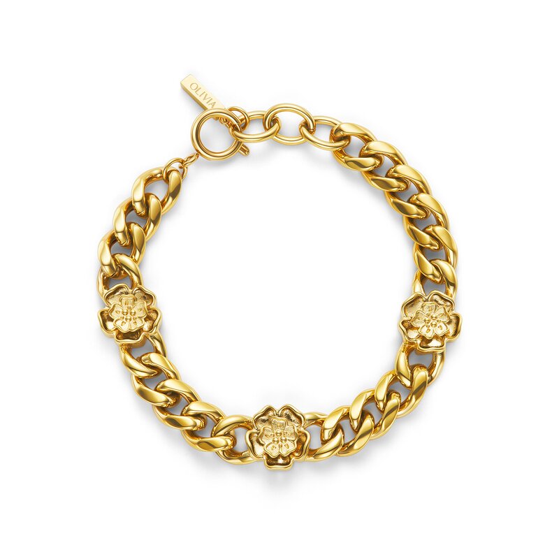 Tudor Rose Gold Plated Link Chain Bracelet