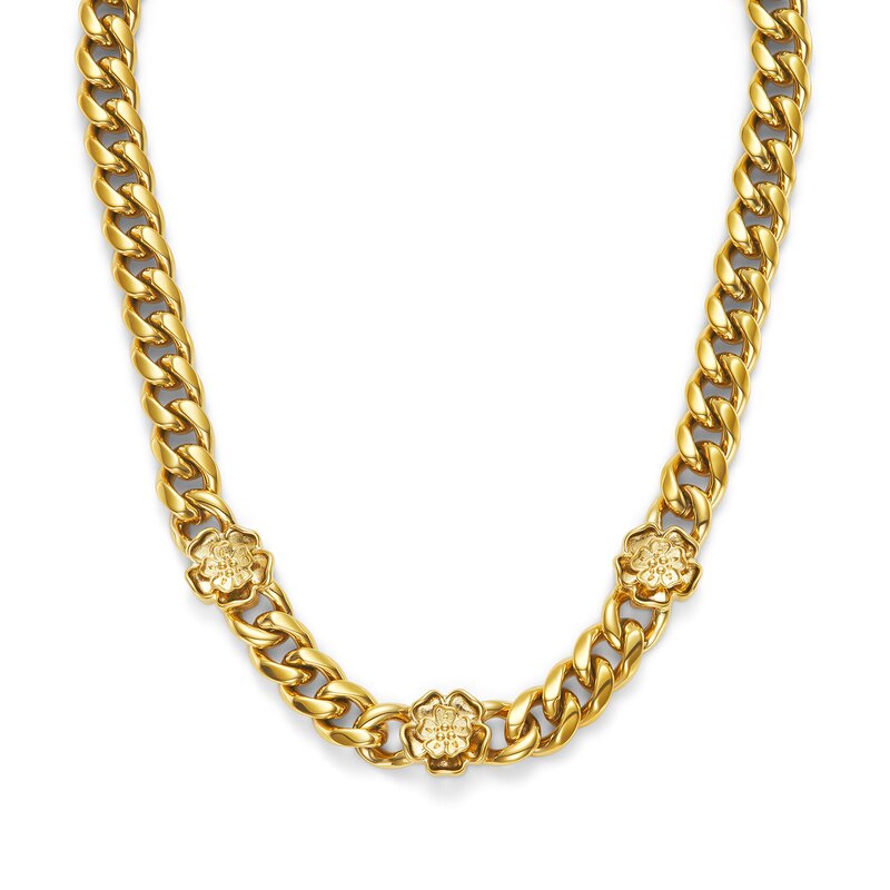 Tudor Rose Gold Plated Link Chain Necklace