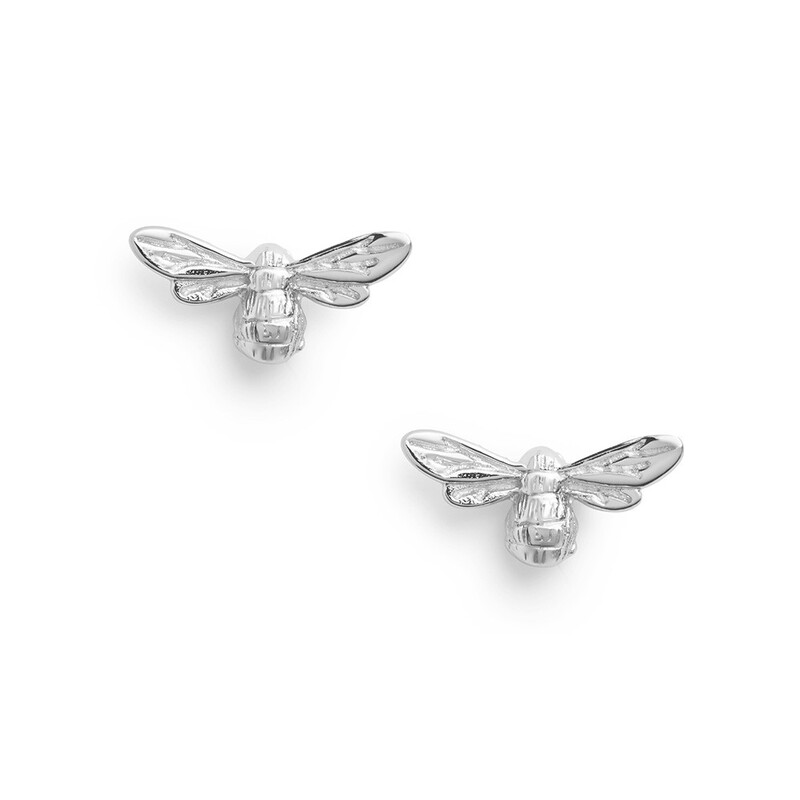 Silver Lucky Bee Stud Earrings