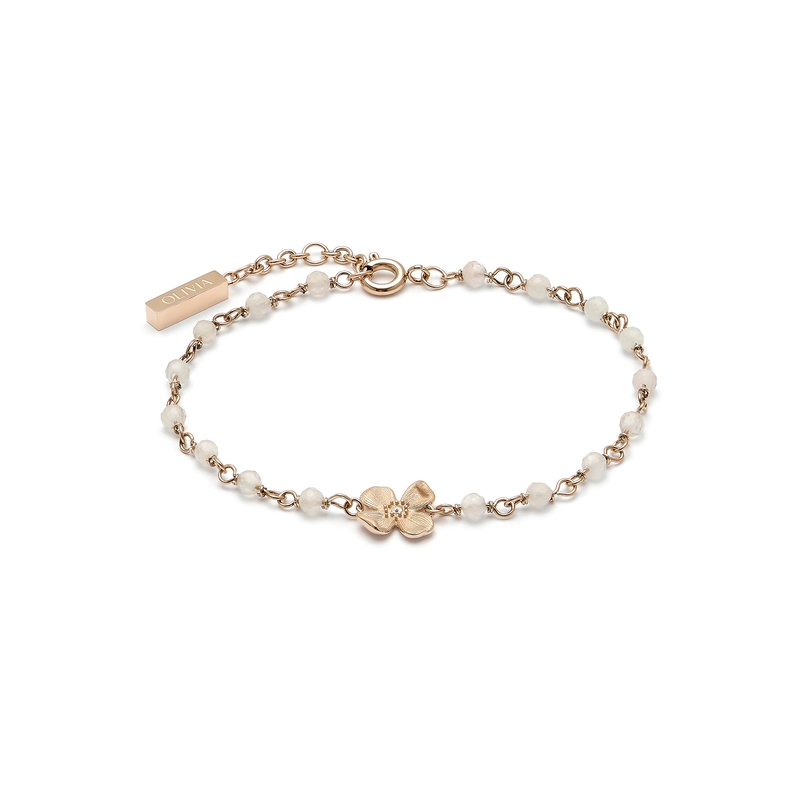 Dogwwod Rose Gold  Beaded Charm Bracelet