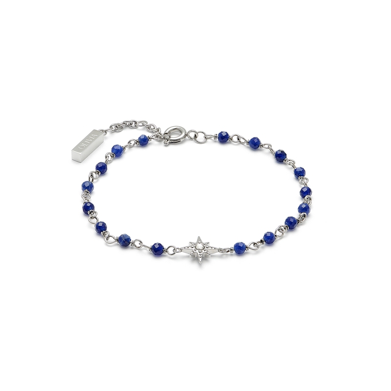 North Star Blue & Silver  Beaded Charm Bracelet