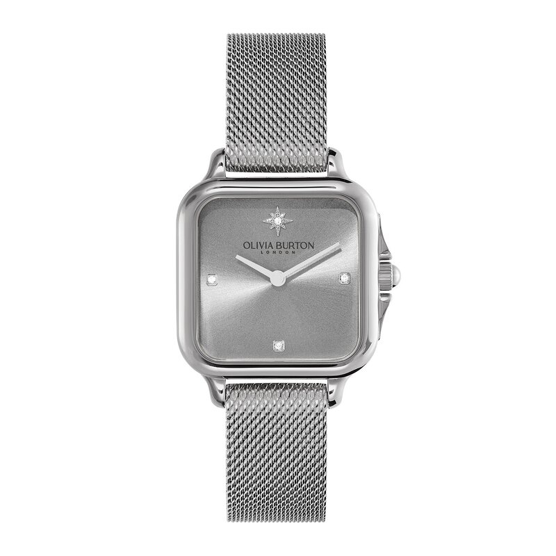 28mm Grosvenor Light Grey & Silver Mesh Watch 