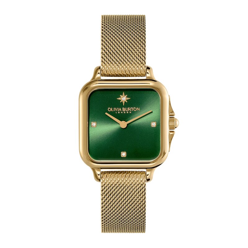 28mm Grosvenor Green & Gold Mesh Watch
