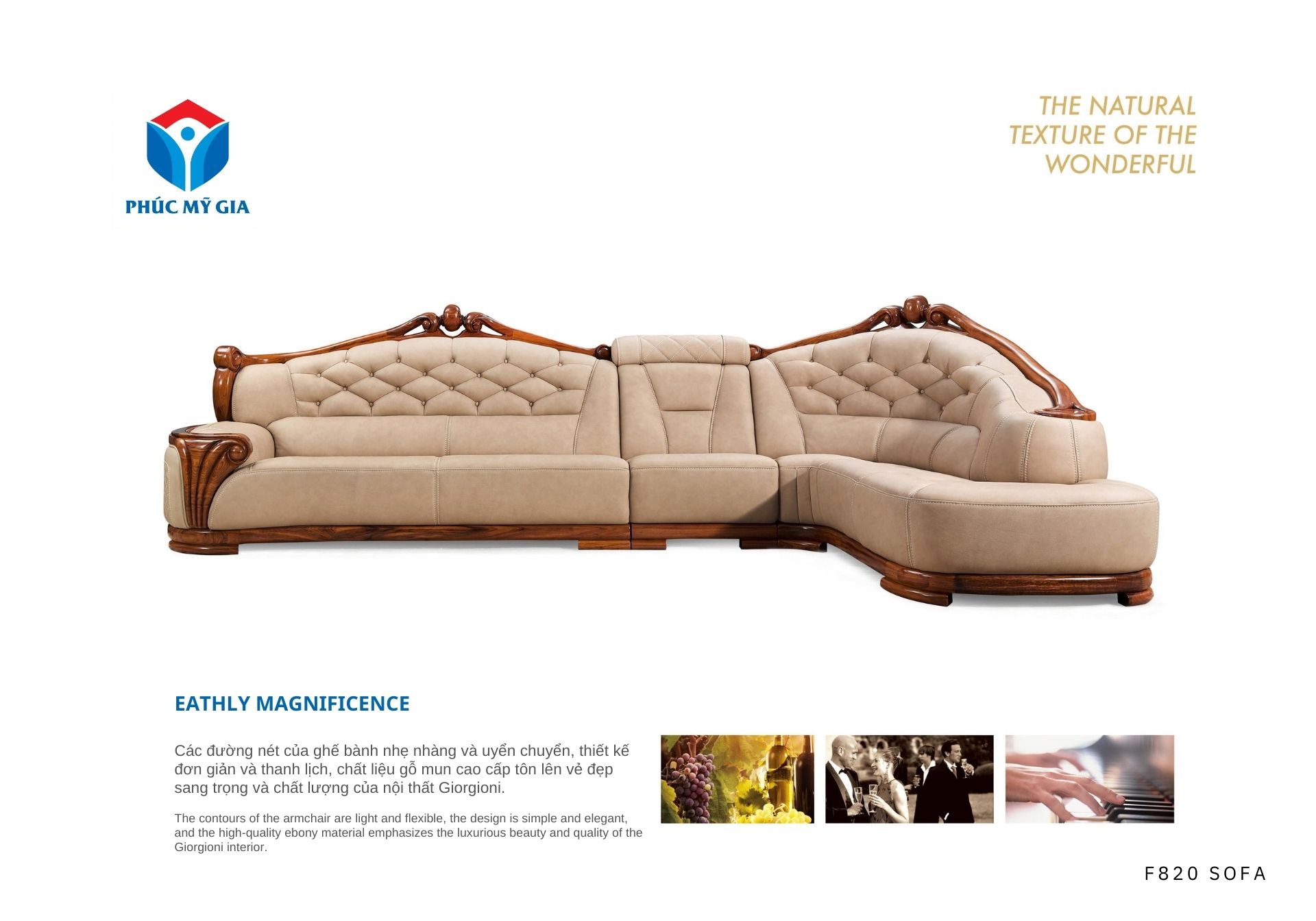 Ghế sofa gỗ mun nguyên khối F820