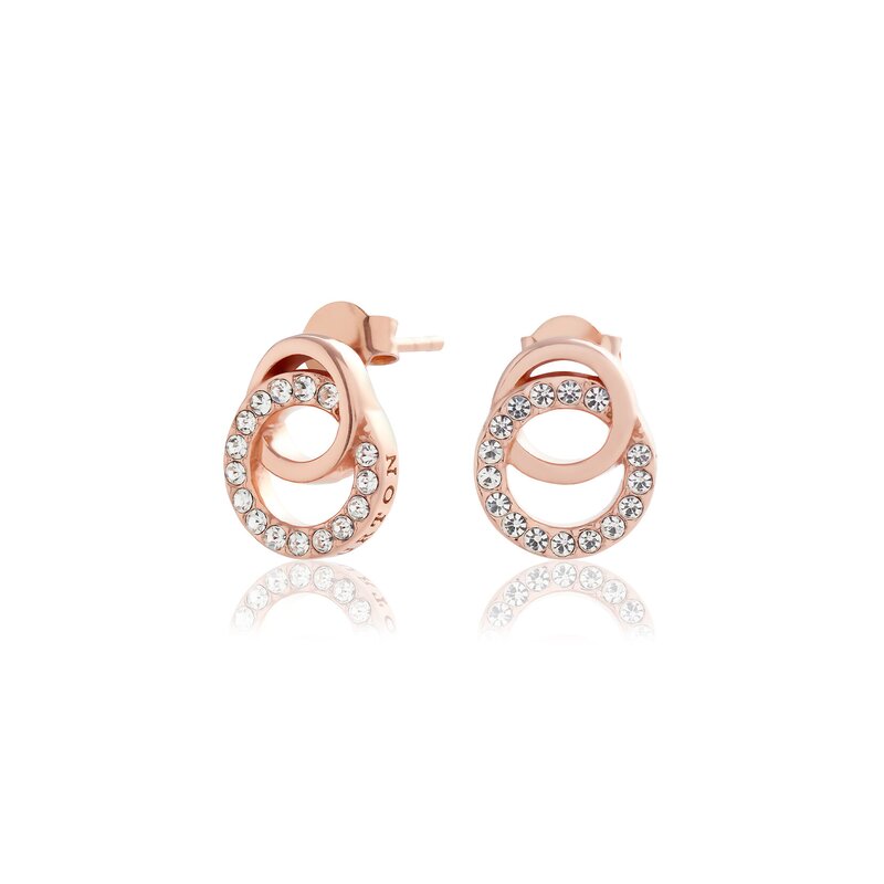 Rose Gold Interlink Drop Stud Earrings