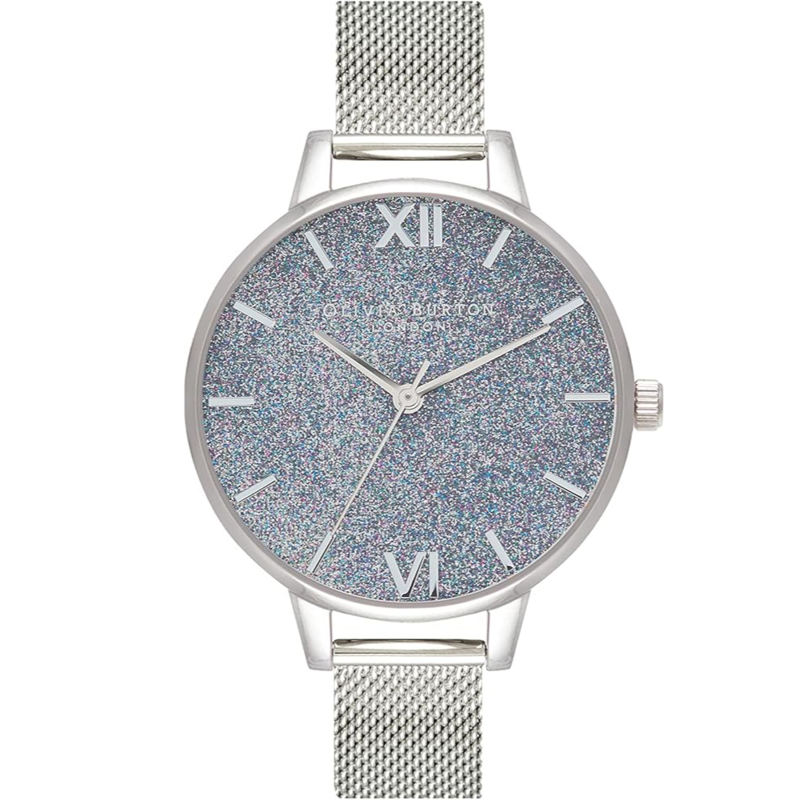 34mm Blue & Silver Mesh Watch 
