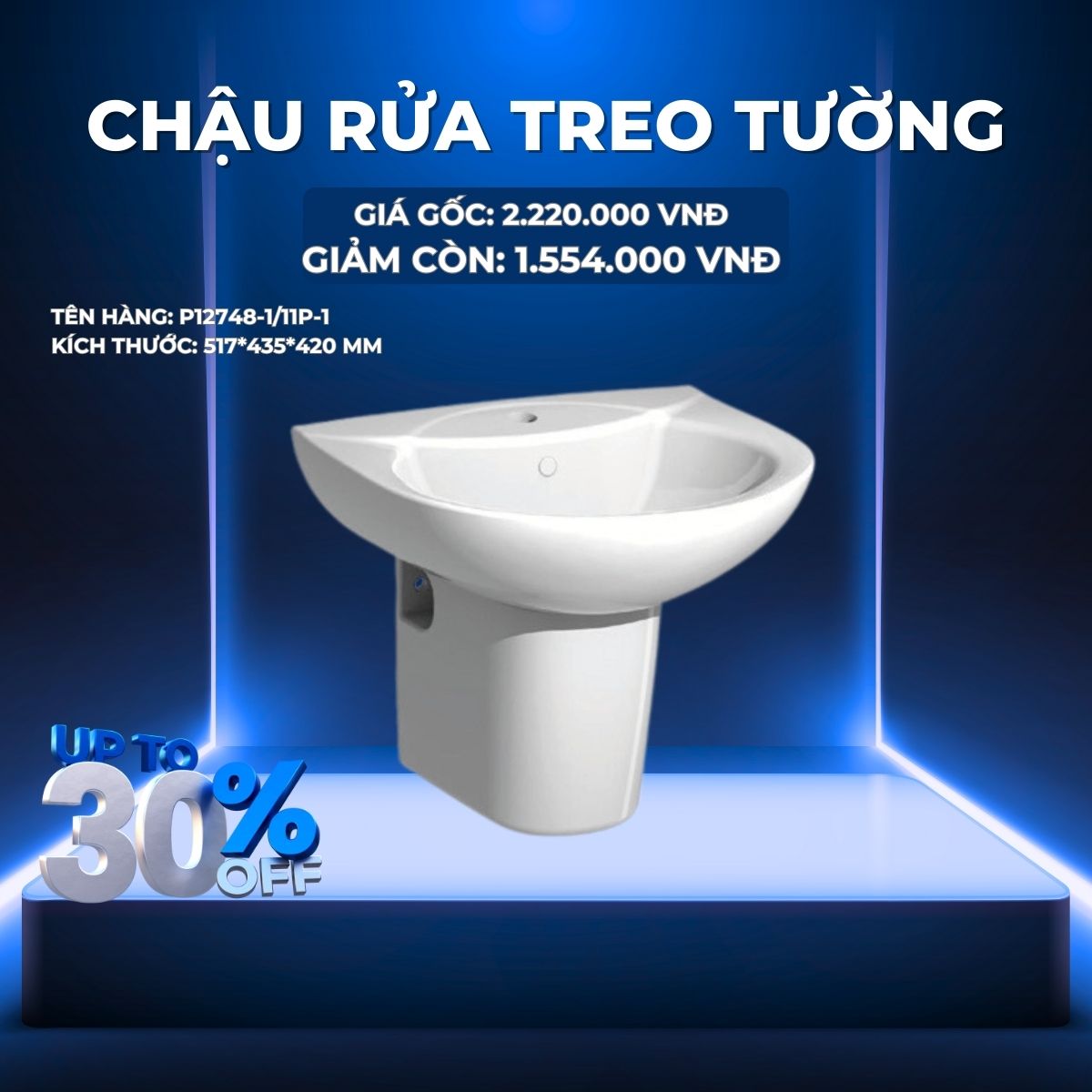 CHẬU RỬA TREO TƯỜNG JOMOO P12748-1/11P-1