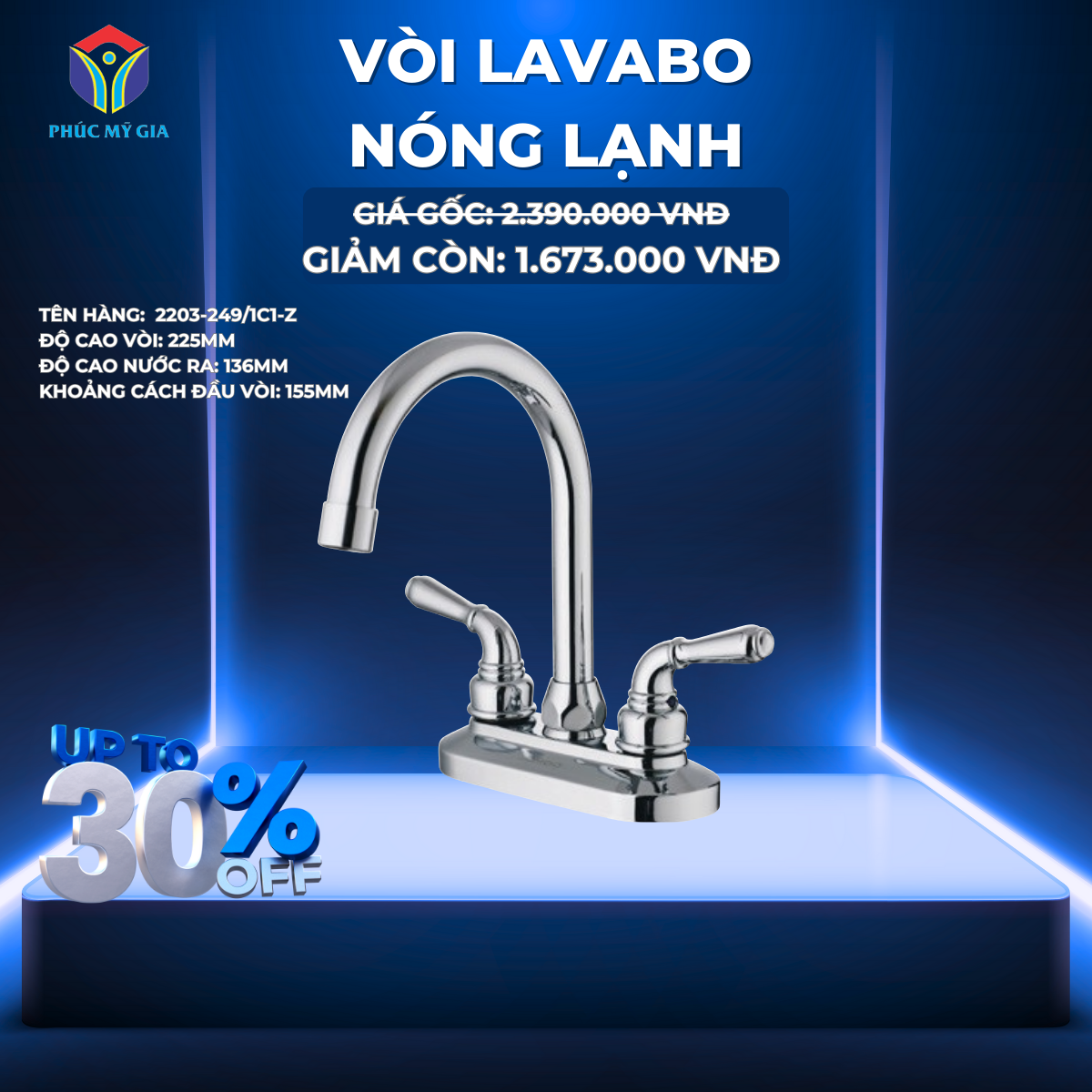 VÒI LAVABO NÓNG LẠNH JOMOO 2203-249/1C1-Z