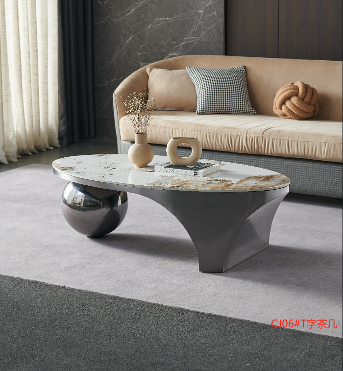 Bàn Trà Sofa mặt đá Oval