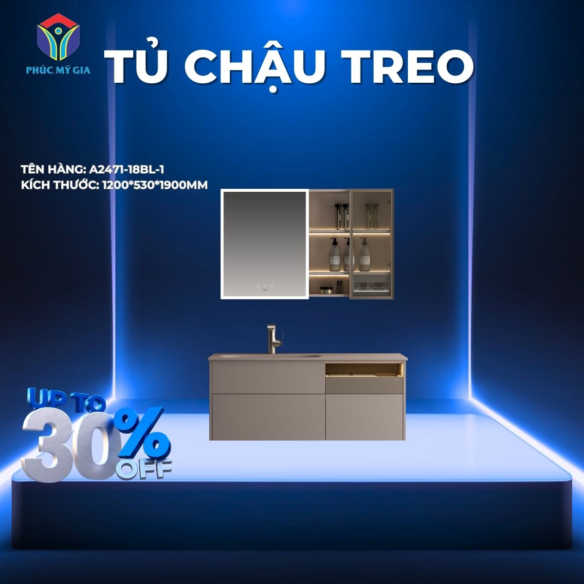 TỦ CHẬU TREO JOMOO A2471-18BL-1