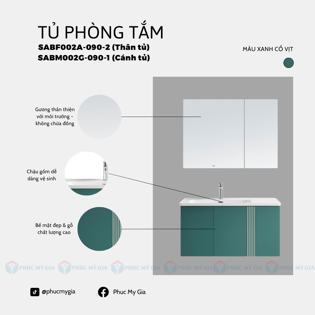 TỦ PHÒNG TẮM HIỆN ĐẠI SABF002A-090-2 