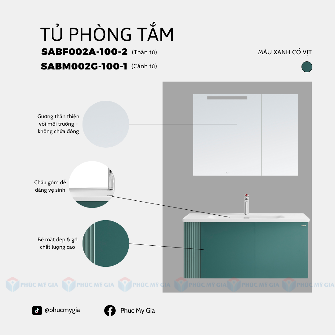 TỦ PHÒNG TẮM HIỆN ĐẠI SABM002G-100-2