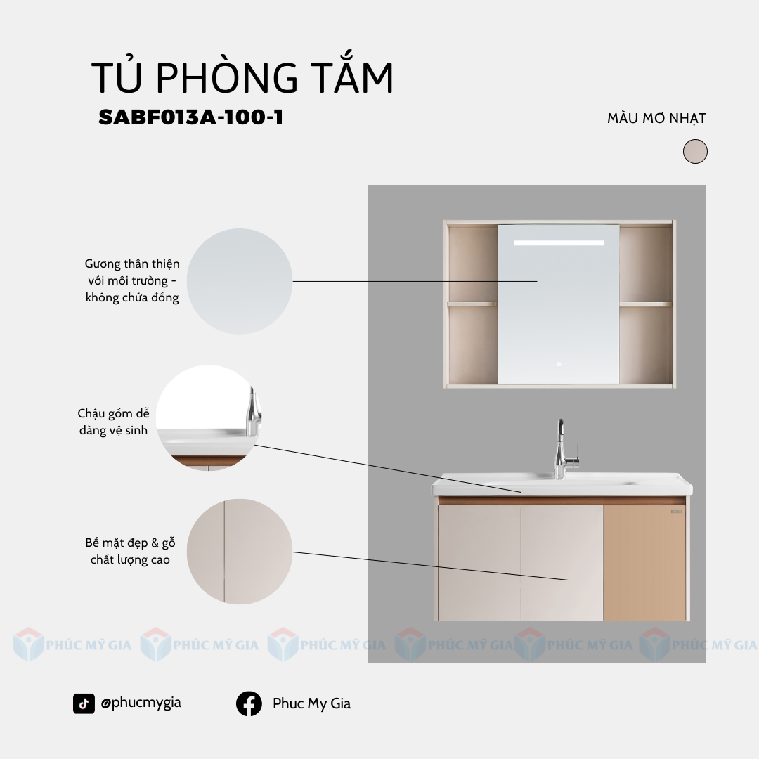 TỦ PHÒNG TẮM HIỆN ĐẠI SABF013A-100-1