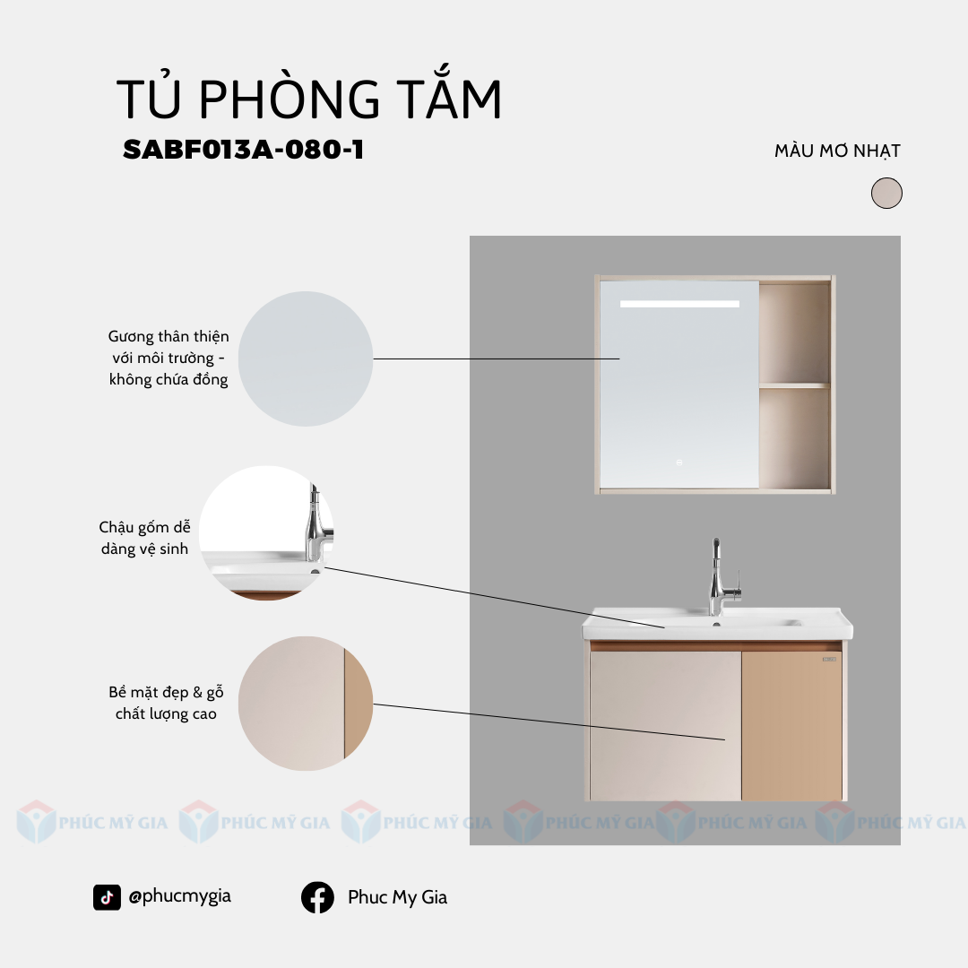 TỦ PHÒNG TẮM HIỆN ĐẠI SABF013A-080-1