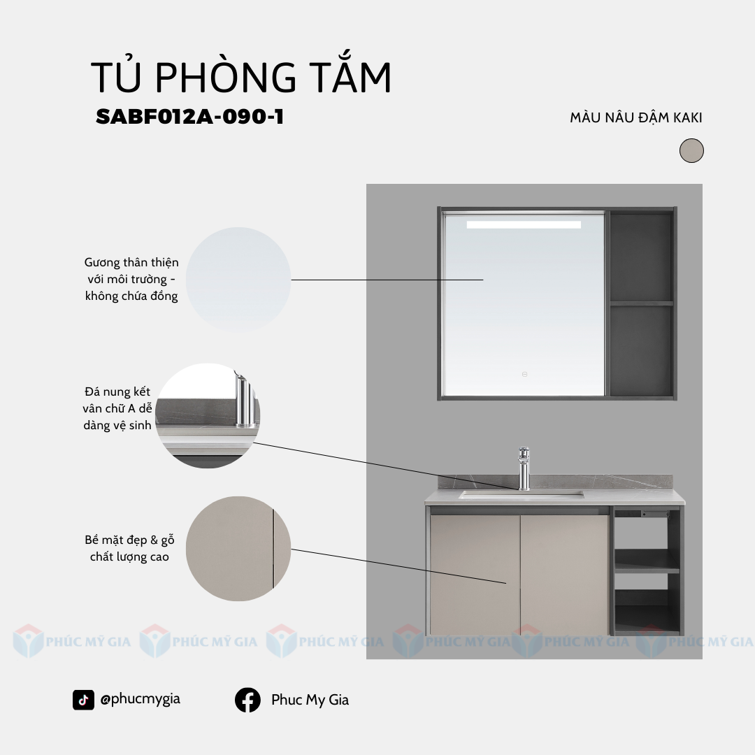 TỦ PHÒNG TẮM HIỆN ĐẠI SABF012A-090-1