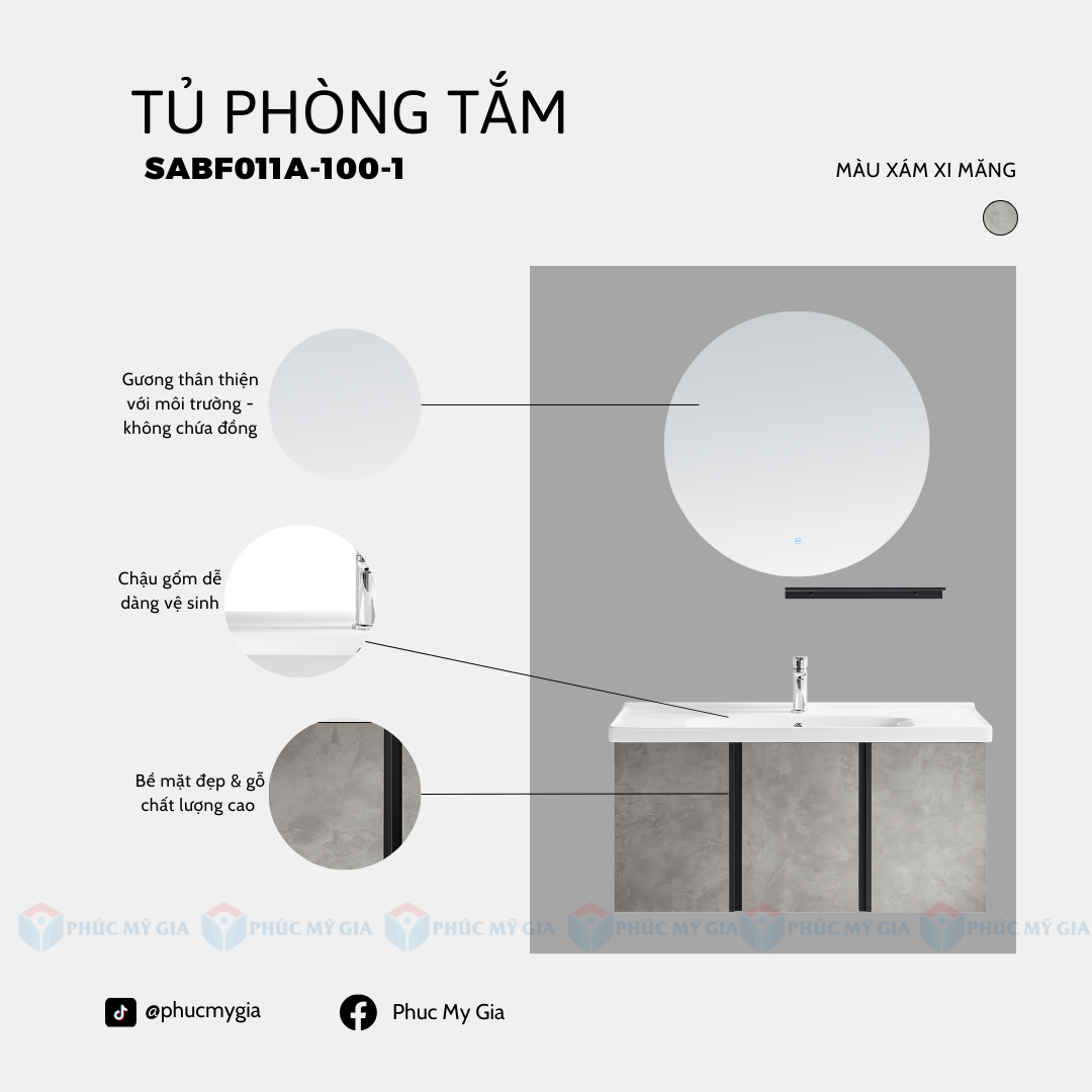 TỦ PHÒNG TẮM HIỆN ĐẠI SABF011A-100-1