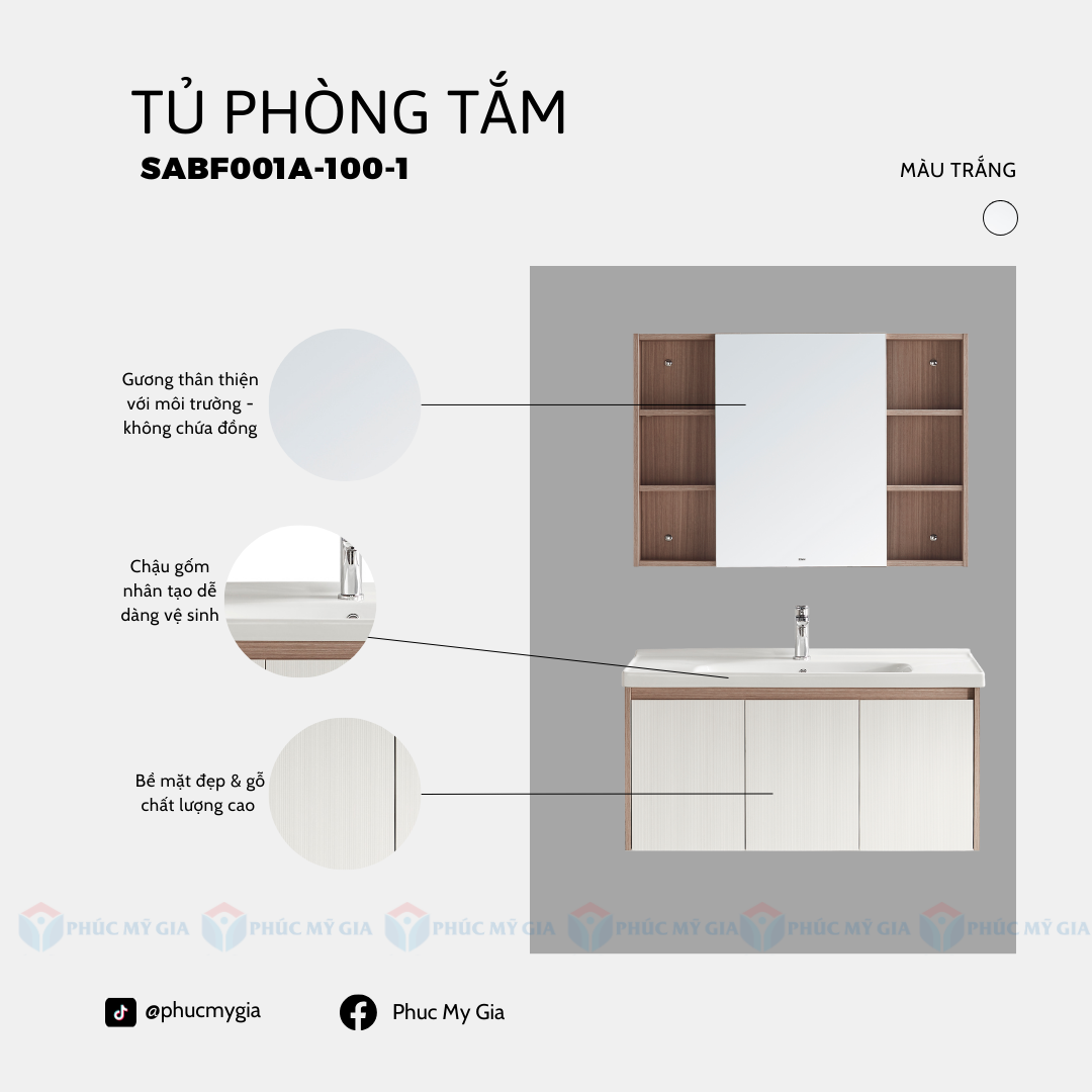 TỦ PHÒNG TẮM HIỆN ĐẠI SABF001A-100-1