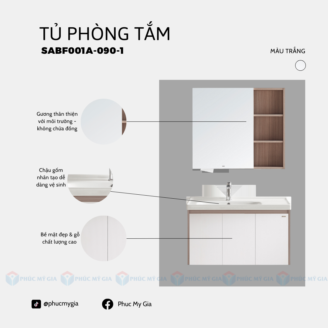 TỦ PHÒNG TẮM HIỆN ĐẠI SABF001A-090-1