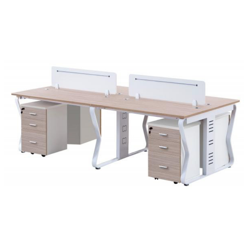 Bàn làm việc 4 chỗ màu óc chó nhẹ 