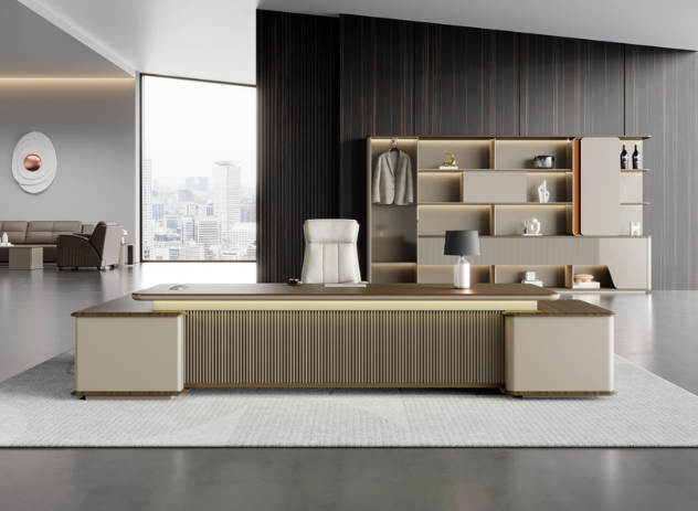 Bàn làm việc của dám đốc màu xám xanh Bàn làm việc của dám đốc màu xám xanh