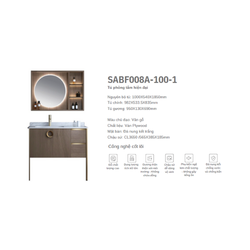 TỦ PHÒNG TẮM HIỆN ĐẠI SSWW SABF008A-100-1